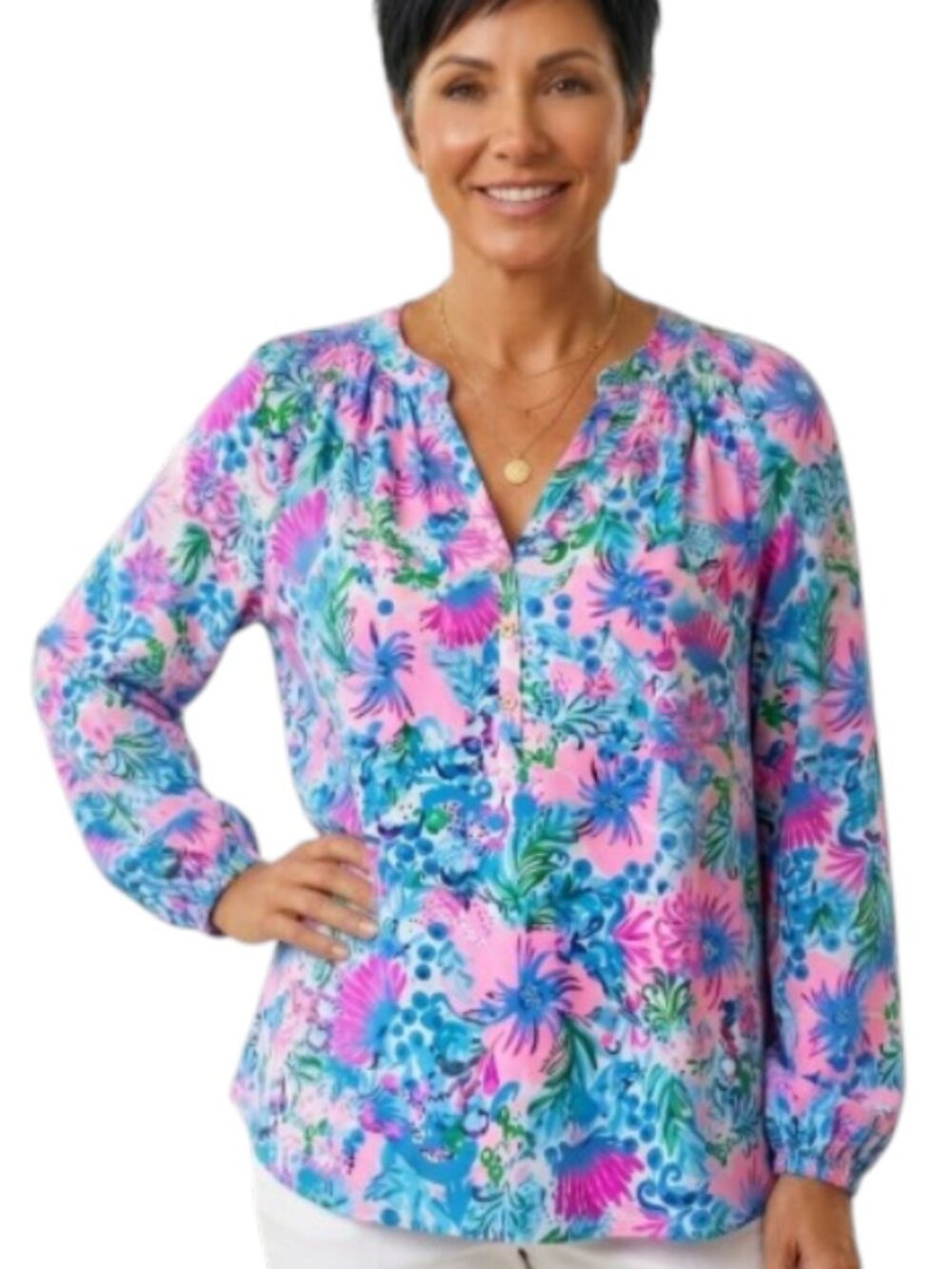 Lilly Pulitzer NWT Elsa XL Mandevilla Baby Paradise Petals Floral Blouse